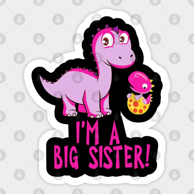 I'm A Big Sister with Pink Dinosaurs Sticker by tropicalteesshop